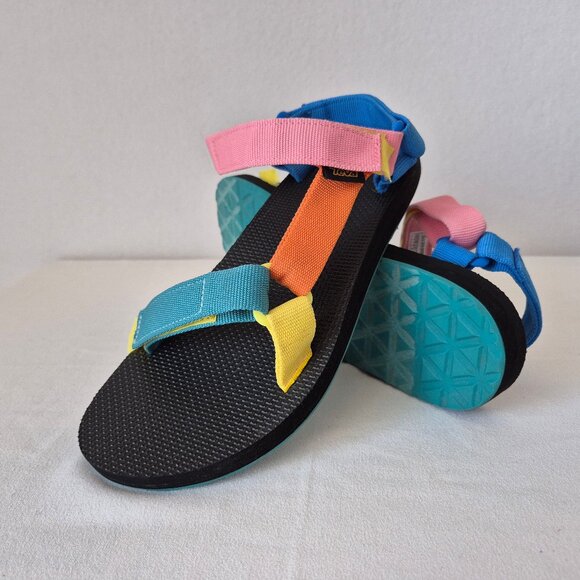 EUC Teva Original Universal Multilcolor Straps Sport Sandals Hook&Loop - Picture 4 of 11
